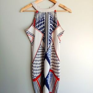 Venus high-neck dress, geometric pattern